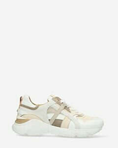 Sneaker mixed materials white nude