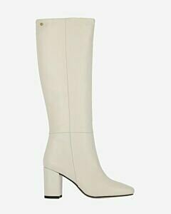High boot white block heel