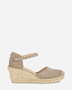 Espadrille wedge suede light taupe