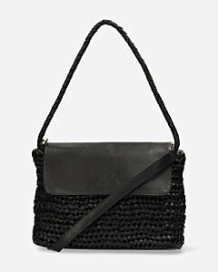 Shoulder bag braided leather black